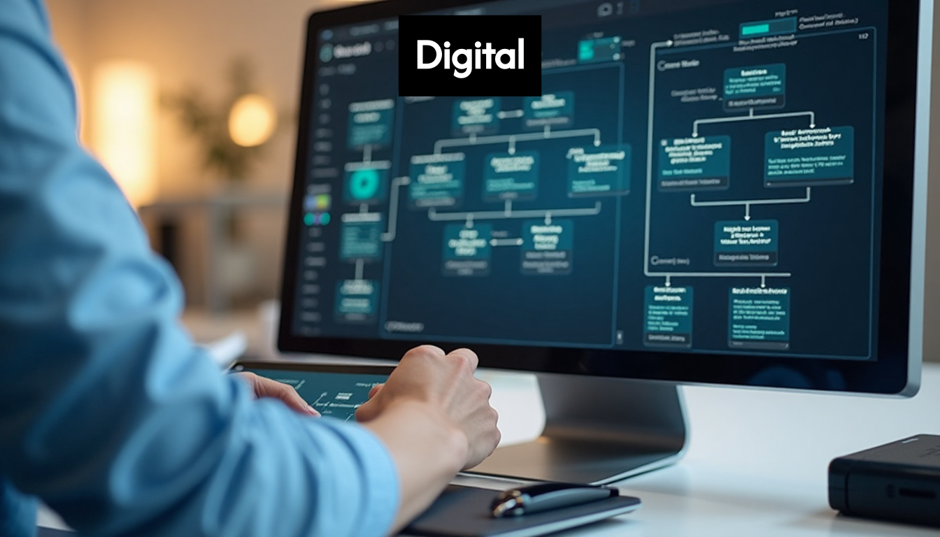 Digital workflow management on a computer screen