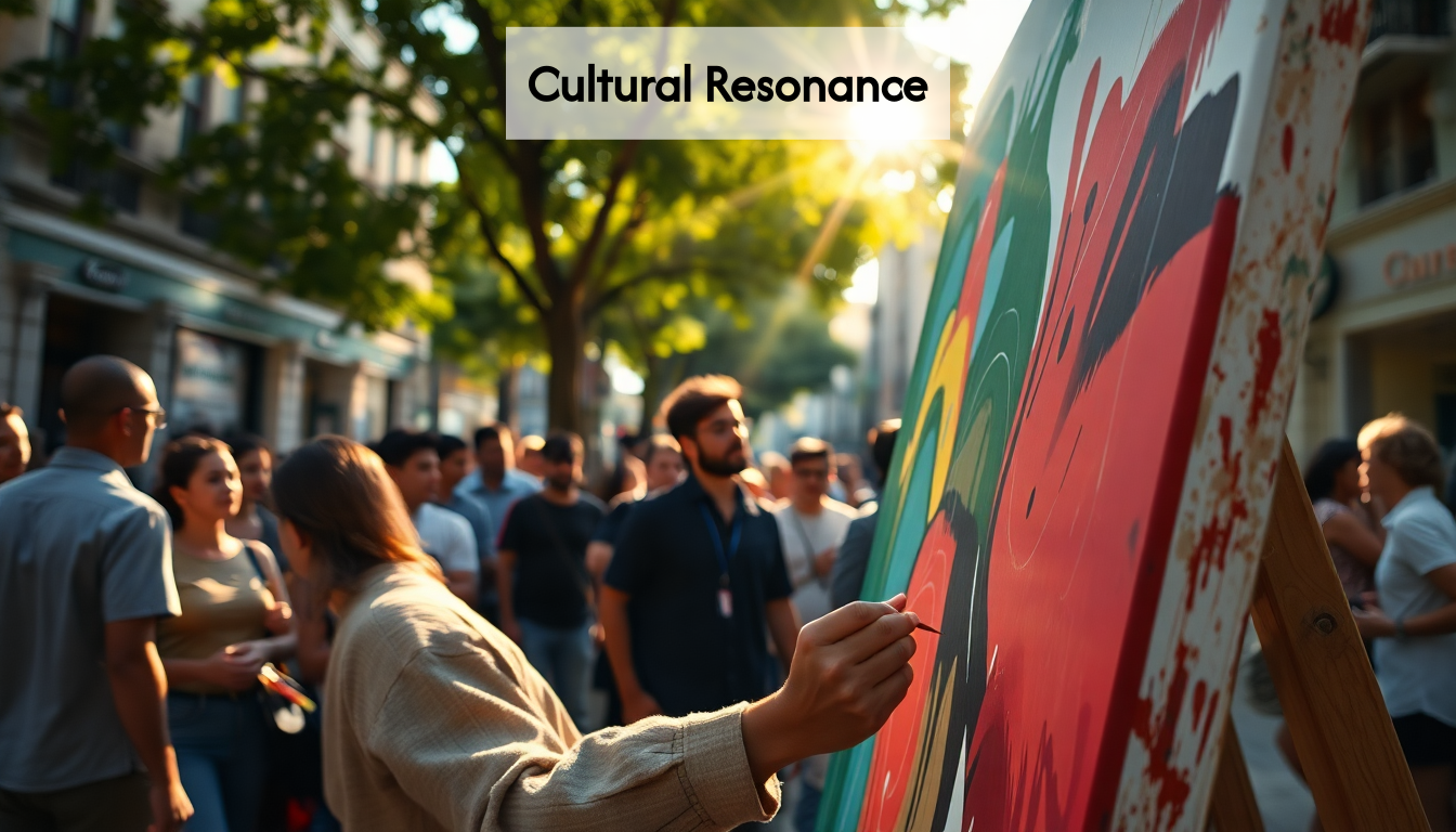 Artist creating art in public
