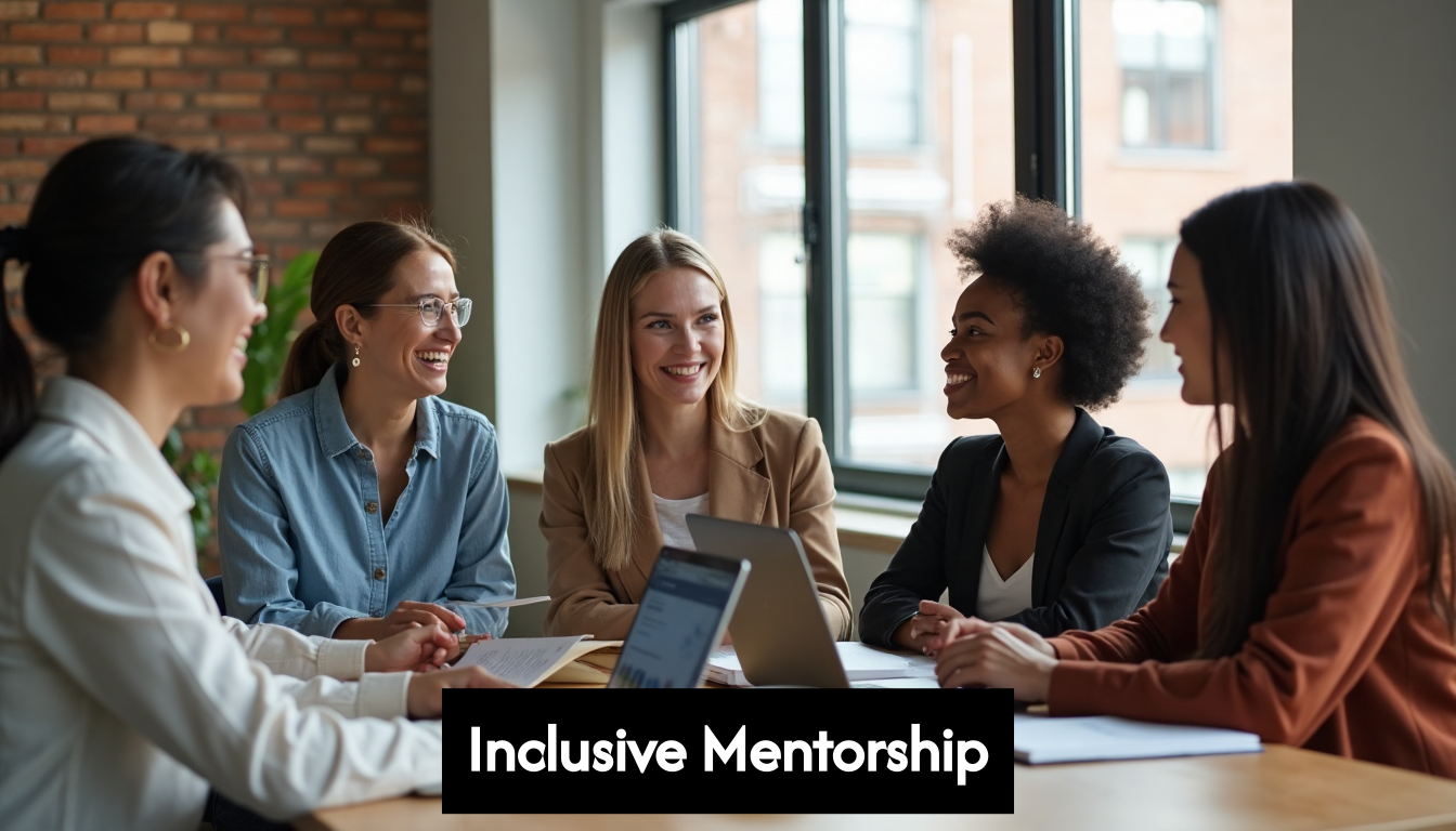 Diverse group in mentorship meeting