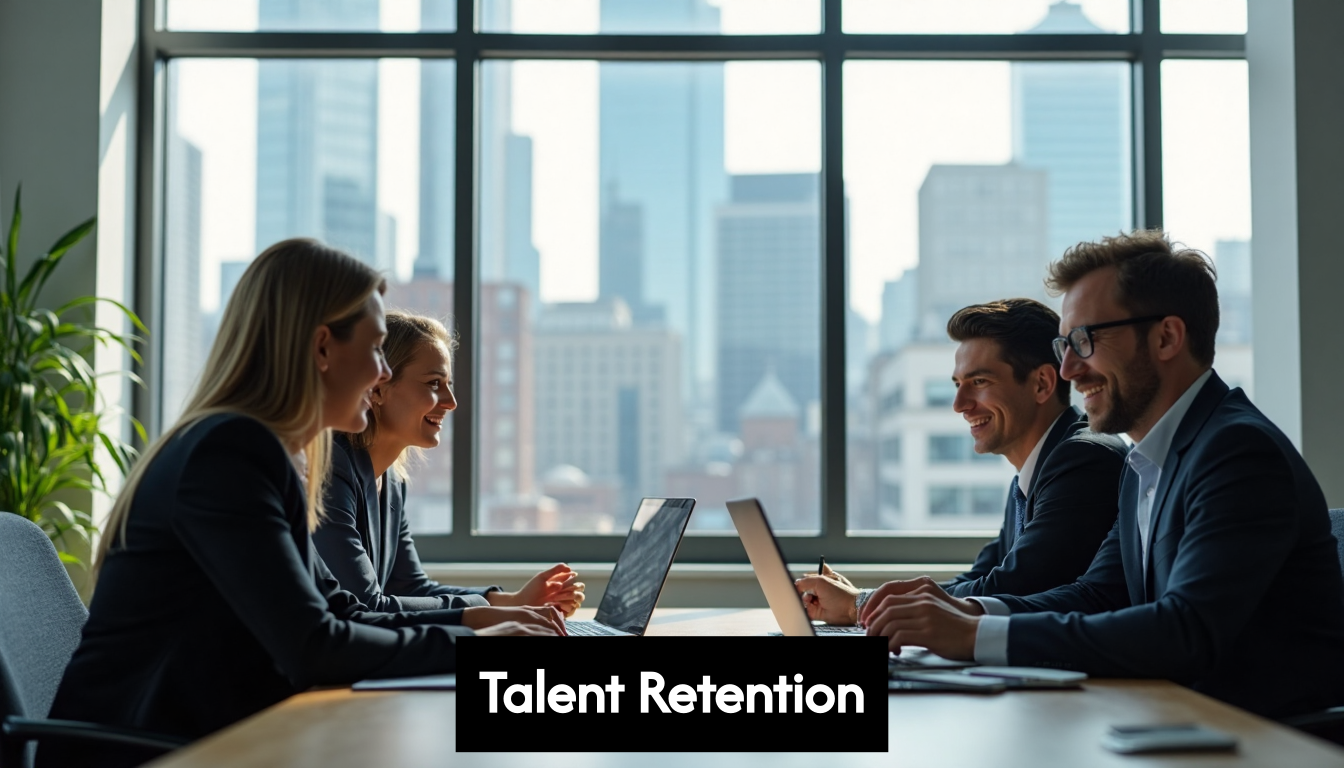 Diverse professionals collaborating in a modern office