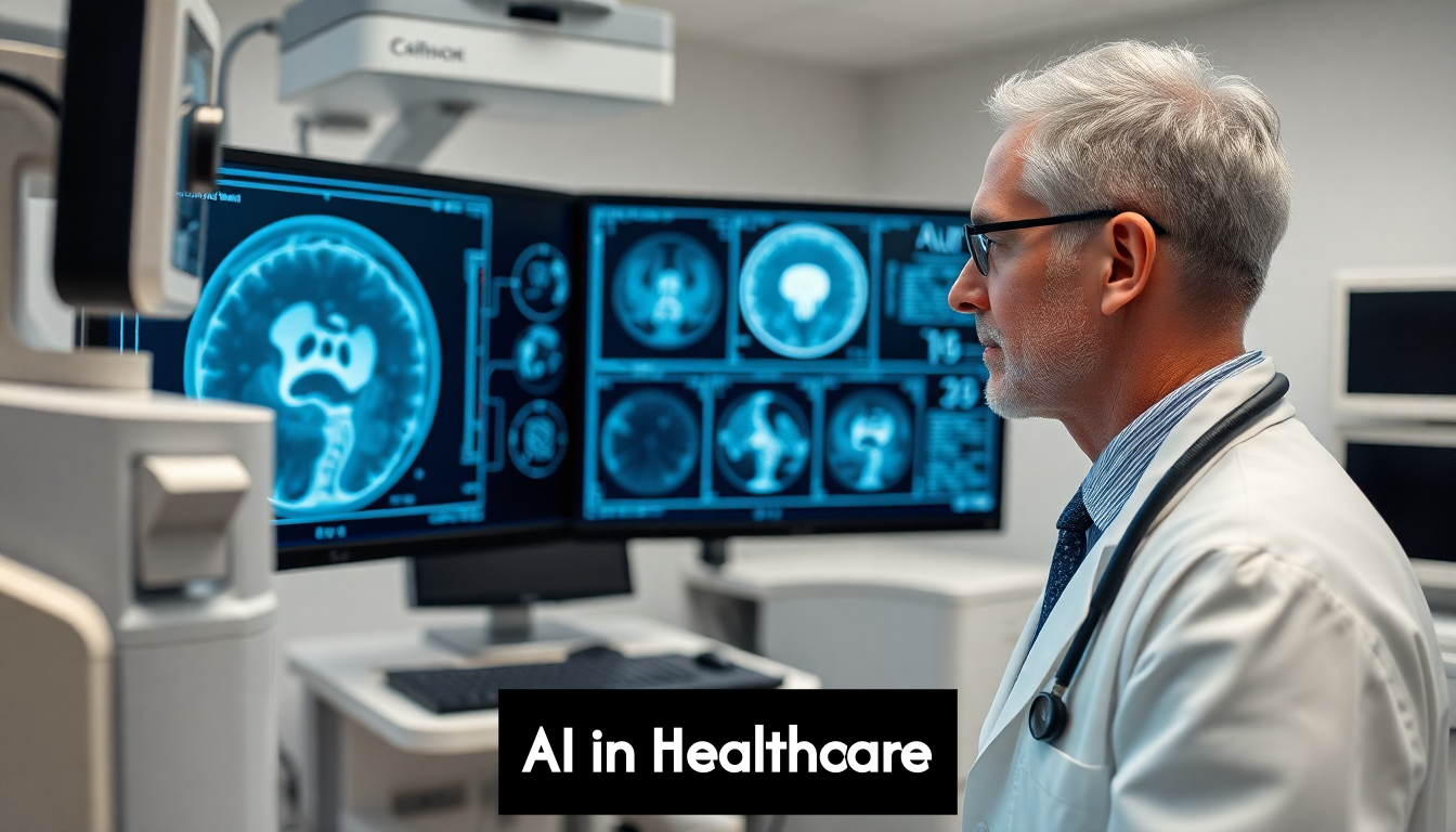 Doctor reviews medical images on monitor