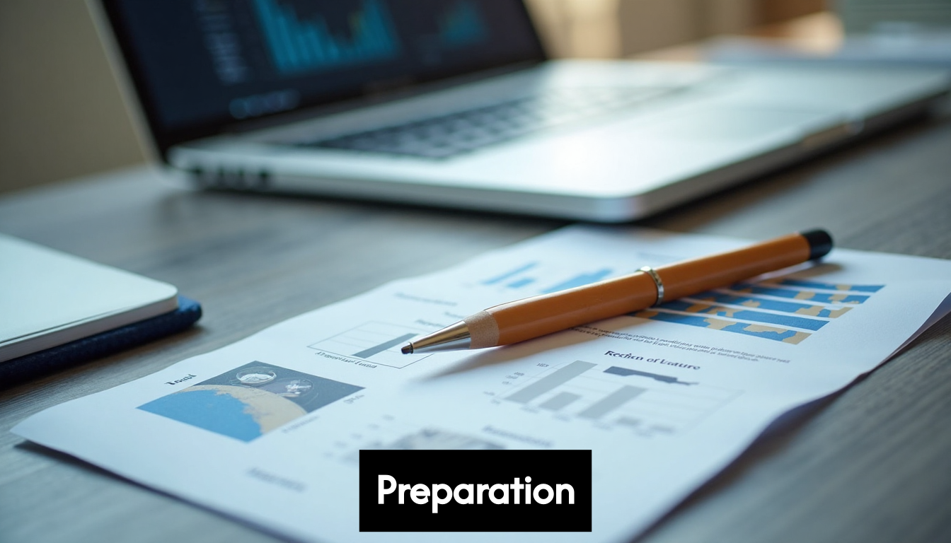 Documents and charts on a desk representing audit preparation.