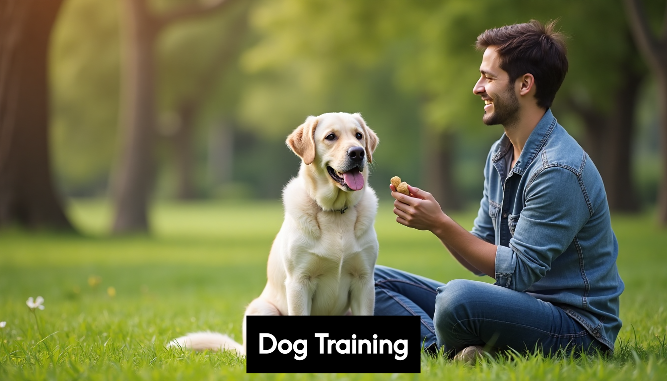 Dog and owner training together outside