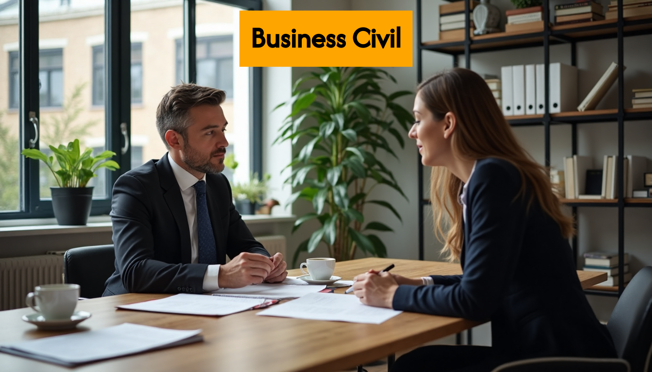 Dutch lawyer and client reviewing documents together