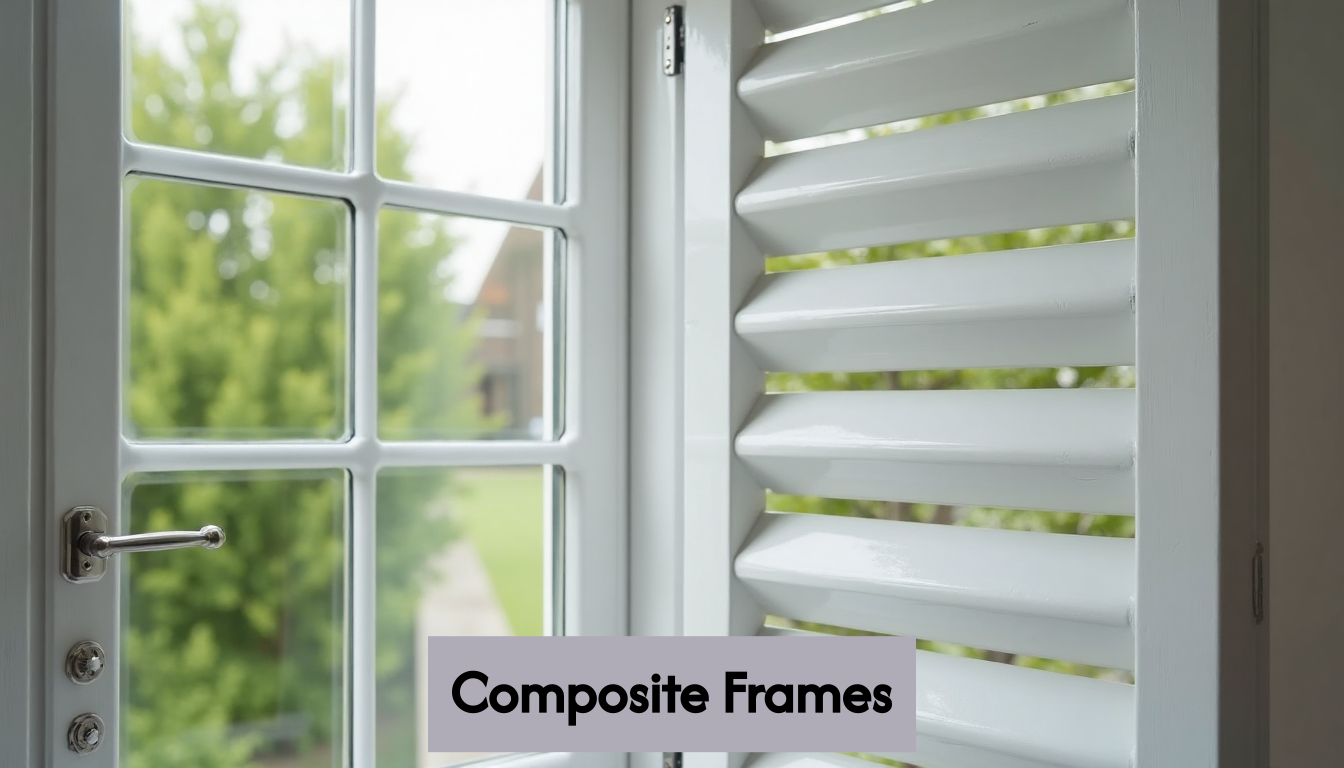 Eco-friendly composite shutter frames on bay window