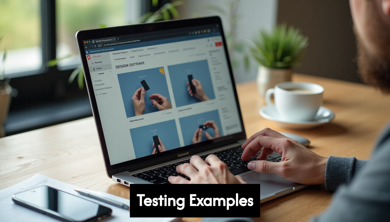 Ecommerce site A/B test split view on laptop