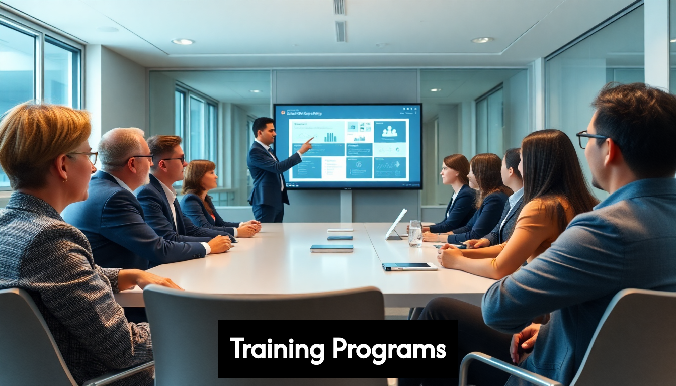 Employees in business training session