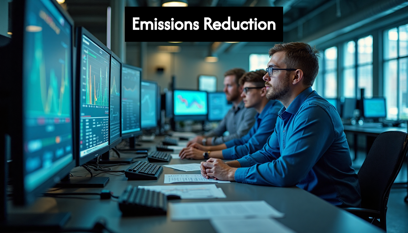 Engineers tracking energy data on digital screens