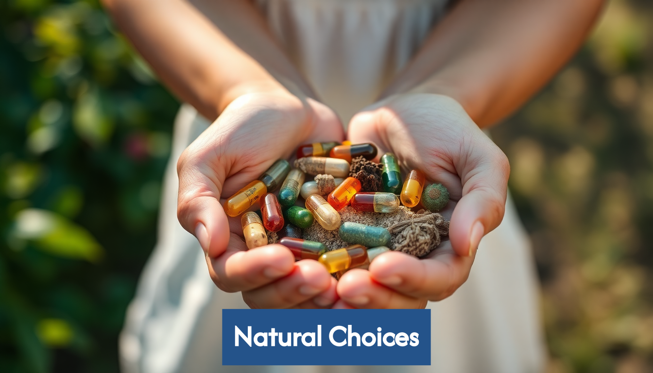 Natural supplements in hand