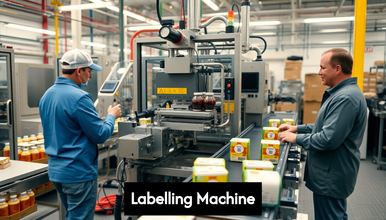 Modern labelling machine in action