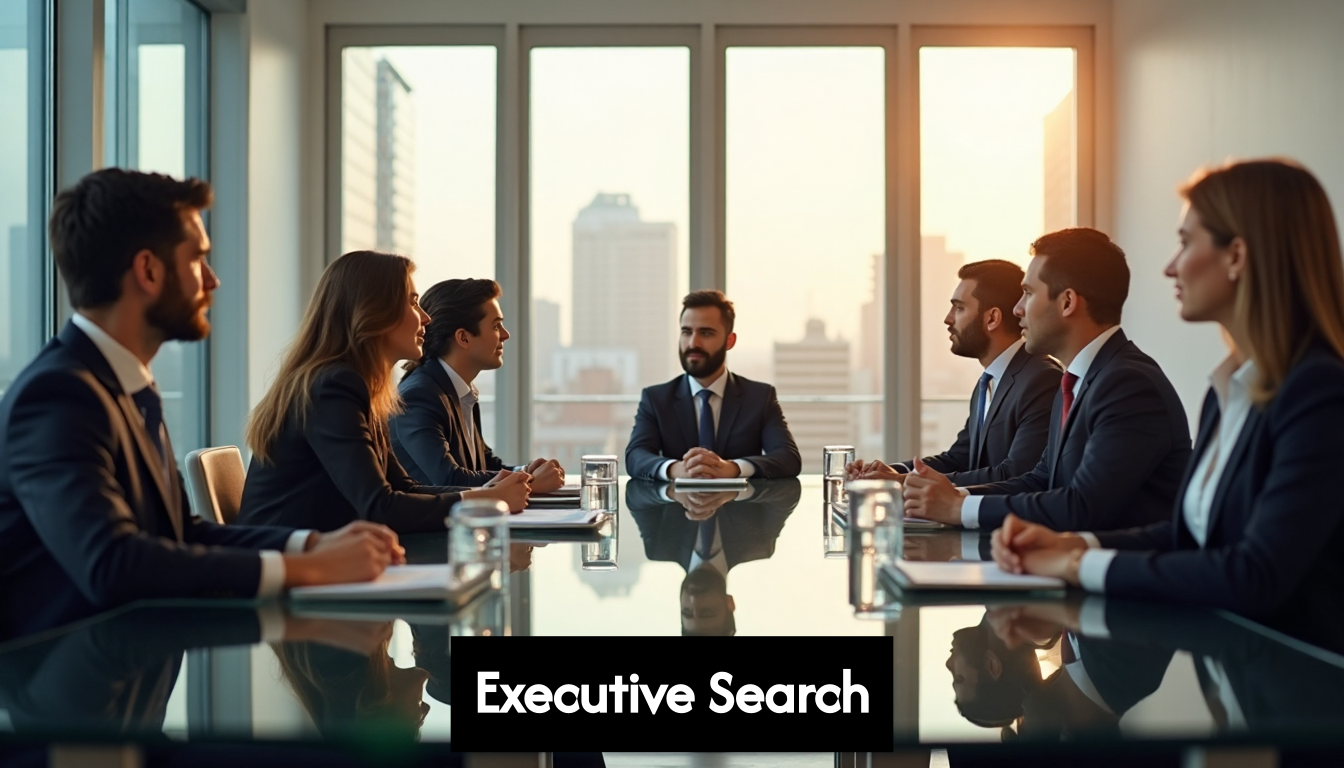 Executives discussing strategy in modern office