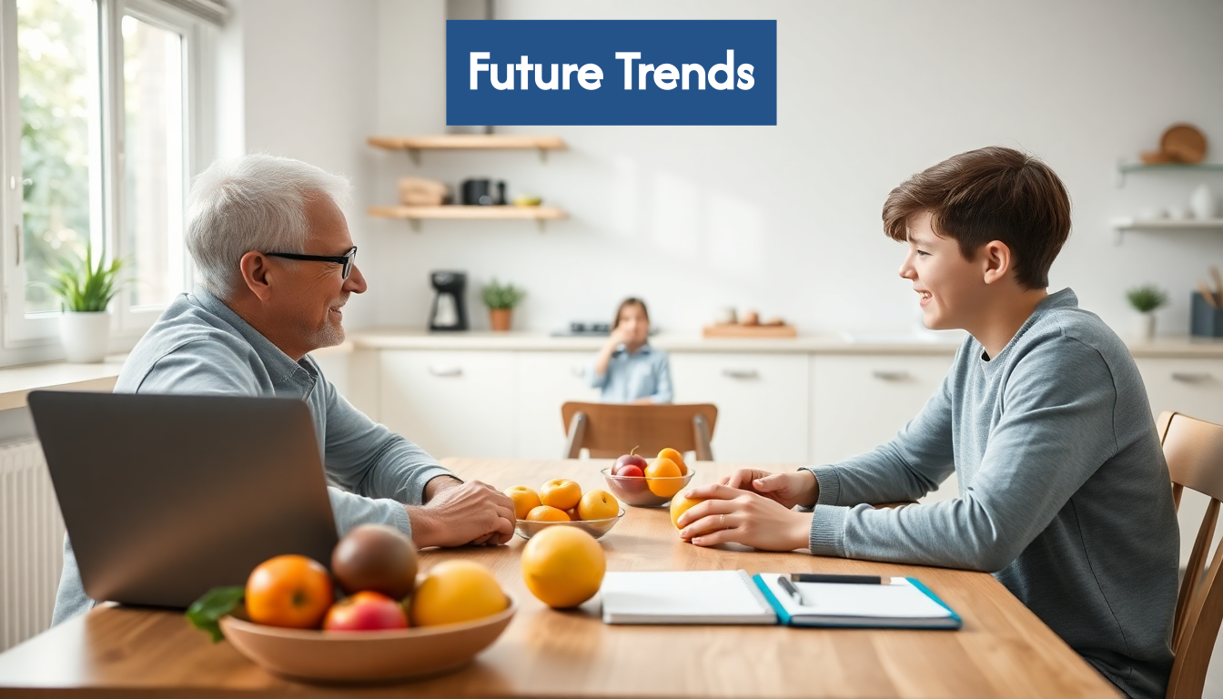 Family at home in virtual nutrition consultation