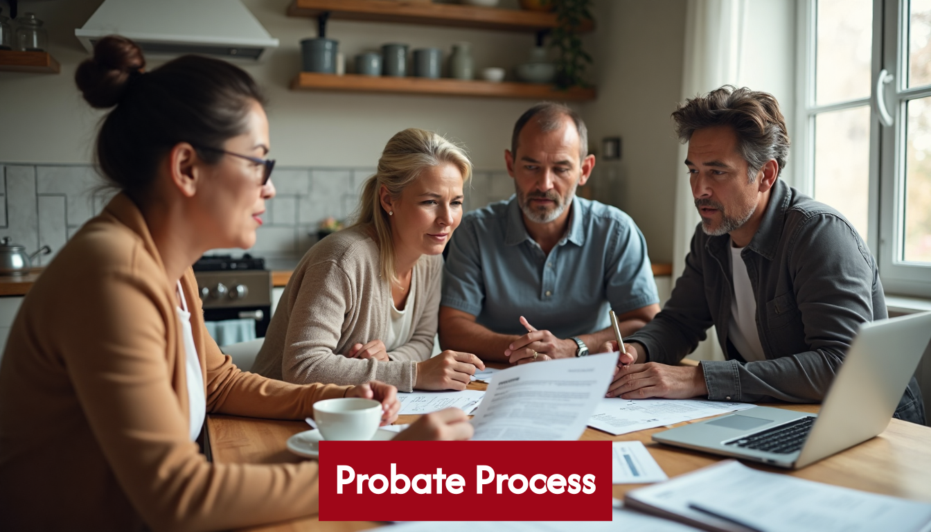 Family reviewing estate paperwork together