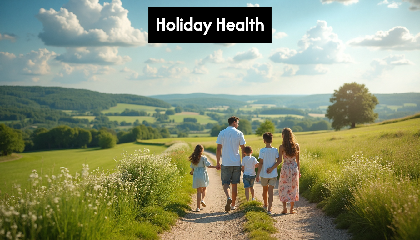 Family walking in peaceful British countryside