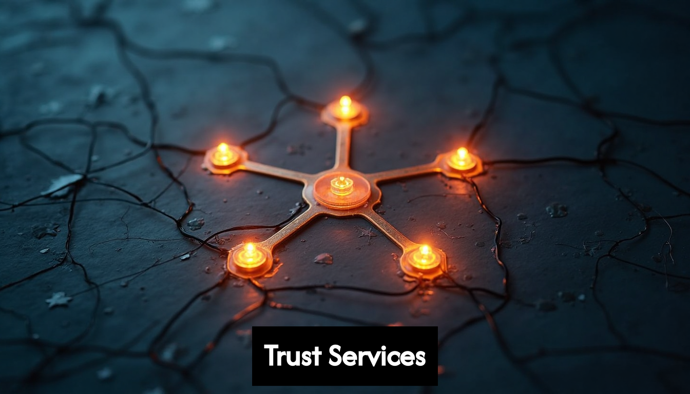 Five interconnected light points forming a network.