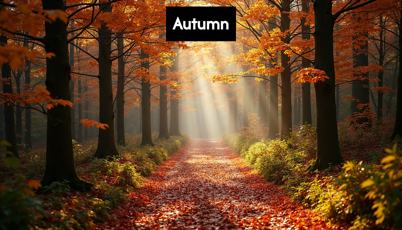 Forest floor covered in colourful autumn leaves.
