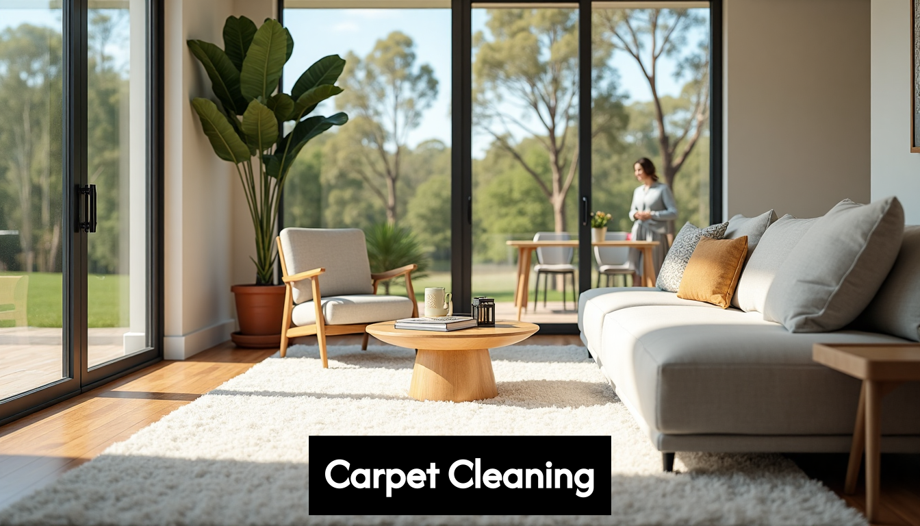 Fresh clean carpet in sunlit living room