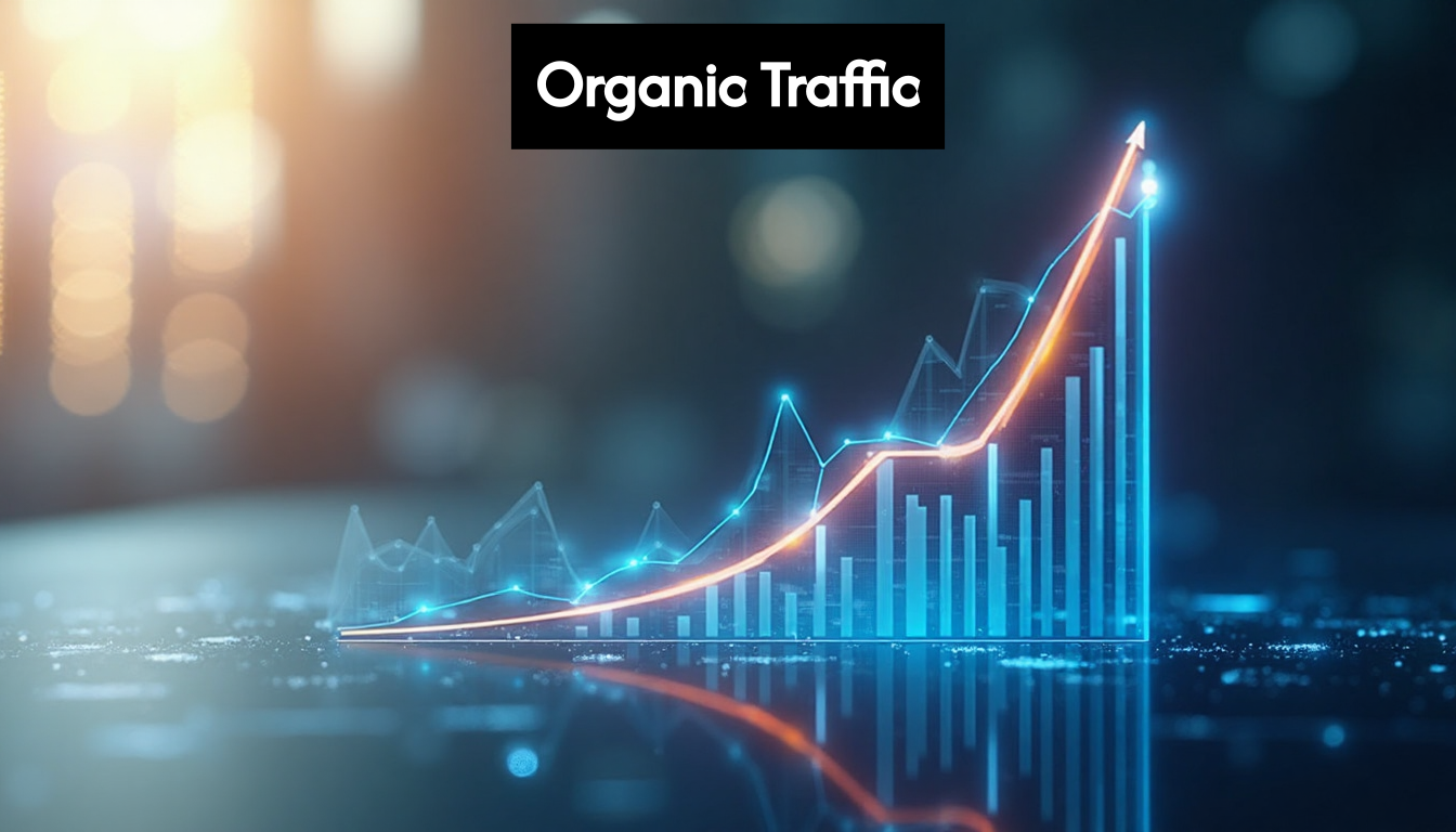 Graph showing increasing website traffic over time.