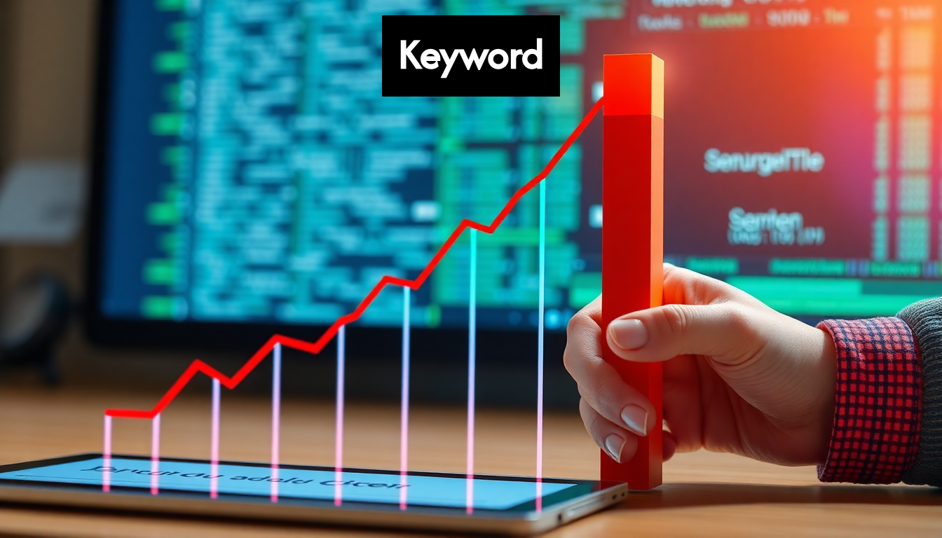 Graph showing rising search engine rankings.