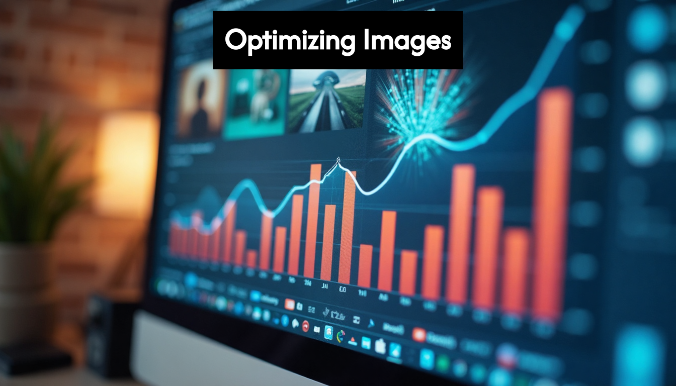 Graphs showing SEO improvement overlaid on website images