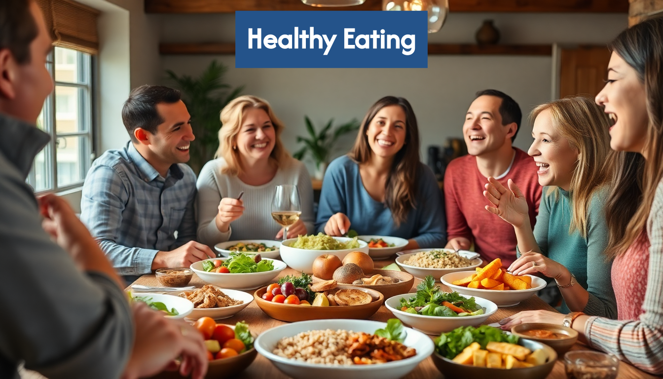 Group enjoying healthy meal