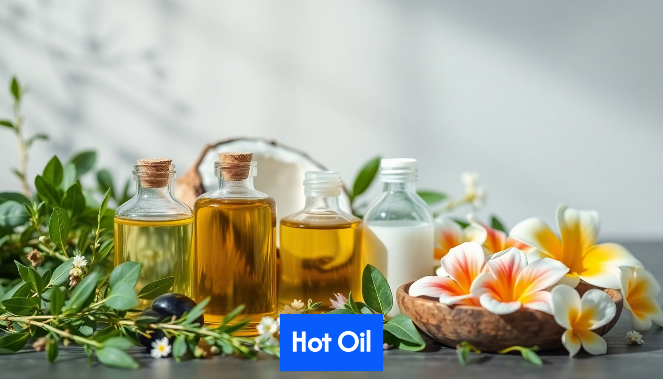 Oils for hot oil treatments on display