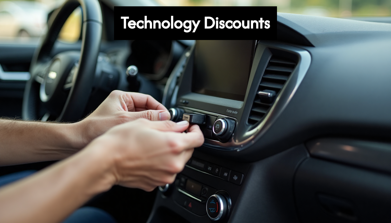 Hand installing car telematics tracker device