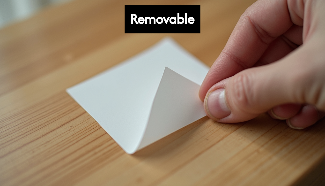 Hand peeling a removable label cleanly.