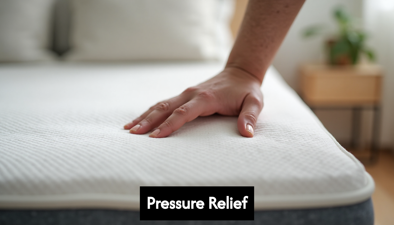 Hand pressing into memory foam mattress