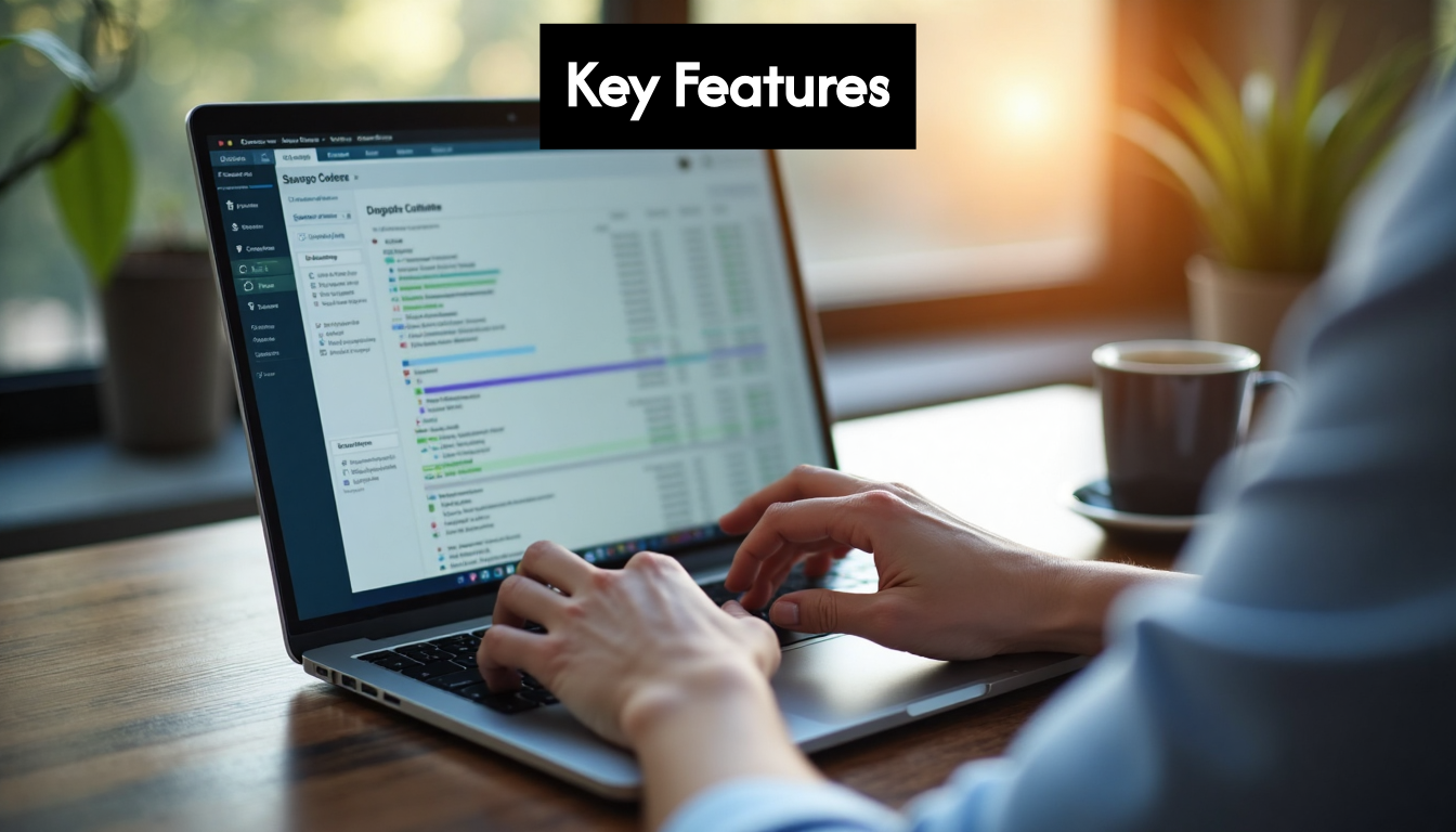 Hand reviewing automated compliance on laptop