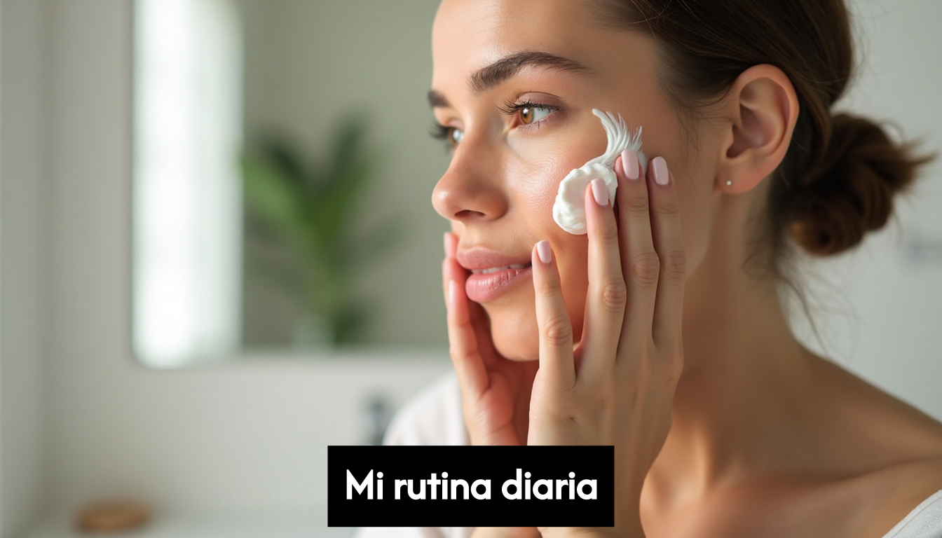 Hands applying moisturizer in skincare routine