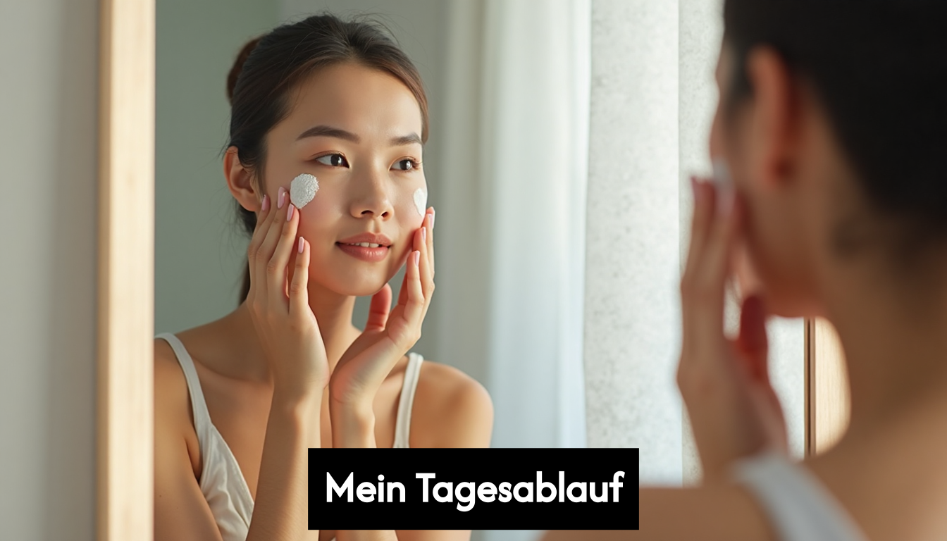 Hands applying moisturizer in skincare routine