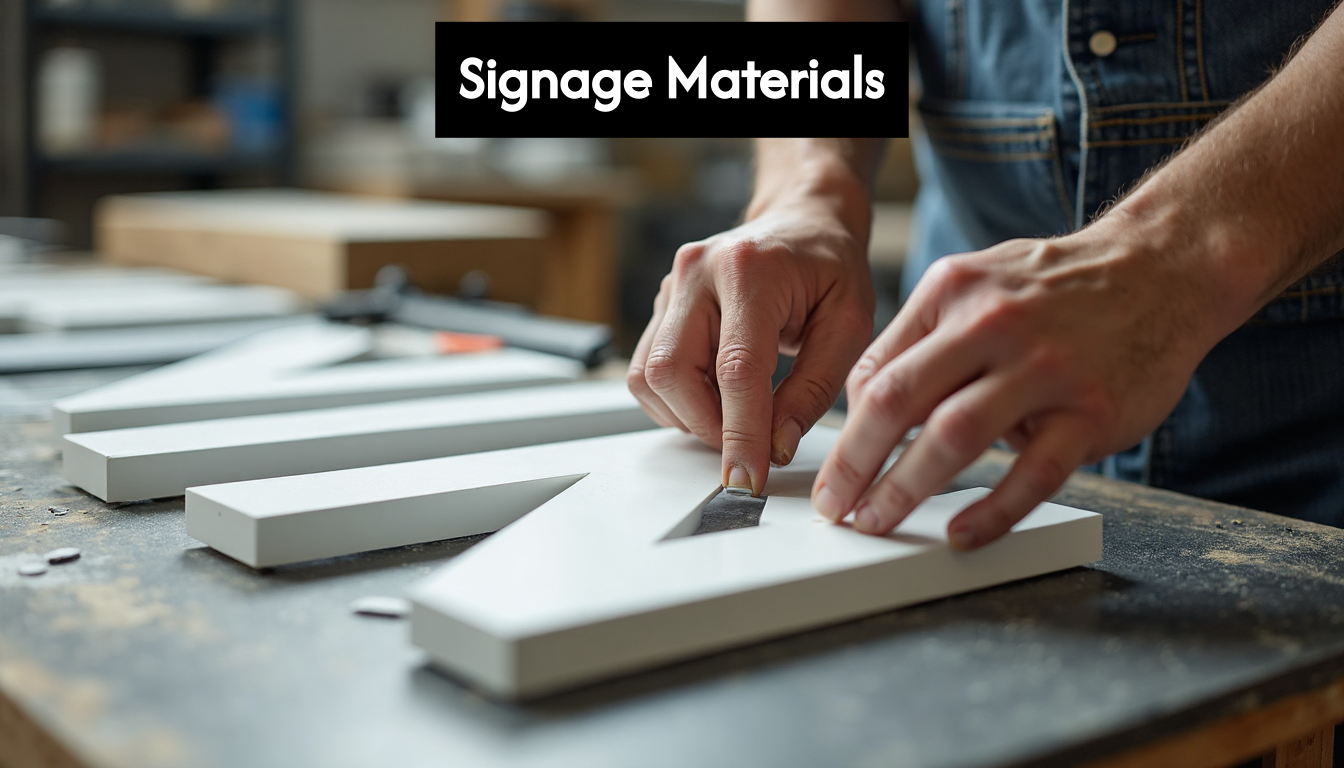 Hands assembling dimensional signage in workshop