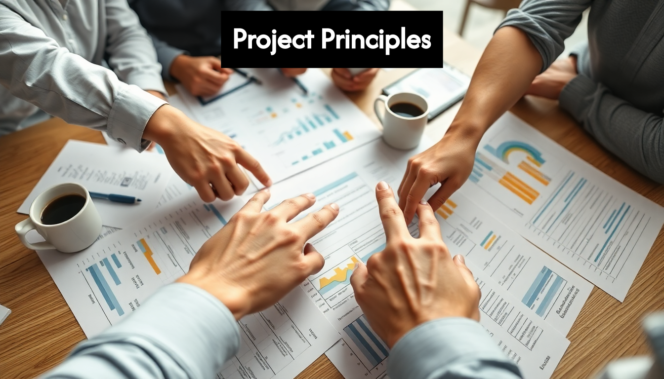 Hands collaborating on project planning documents