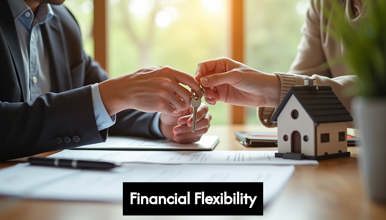 Hands exchanging keys over home loan documents