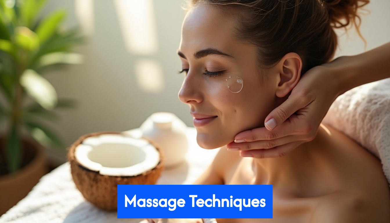 Hands massage coconut oil into hair roots