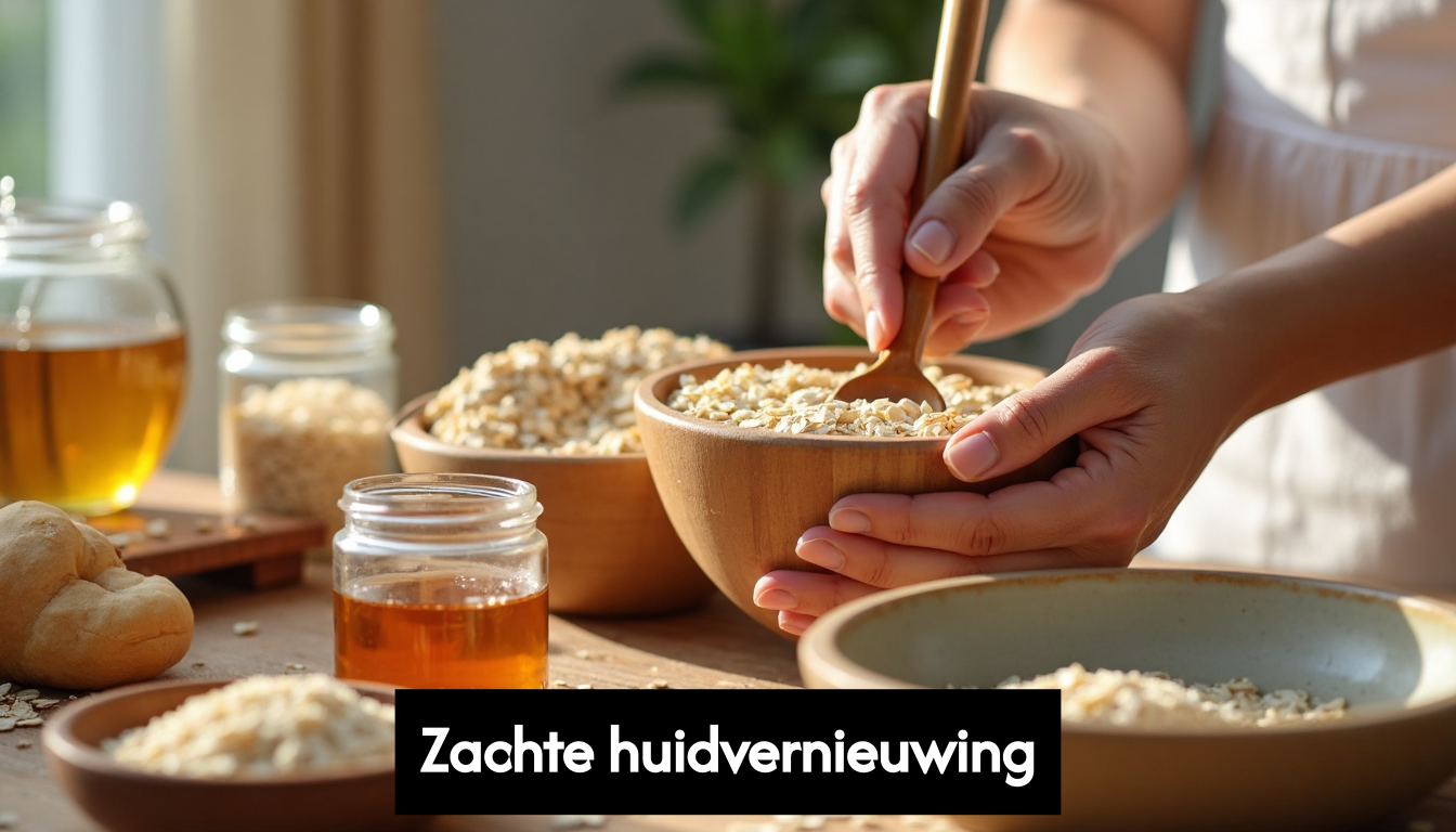Hands mixing oatmeal scrub for skincare