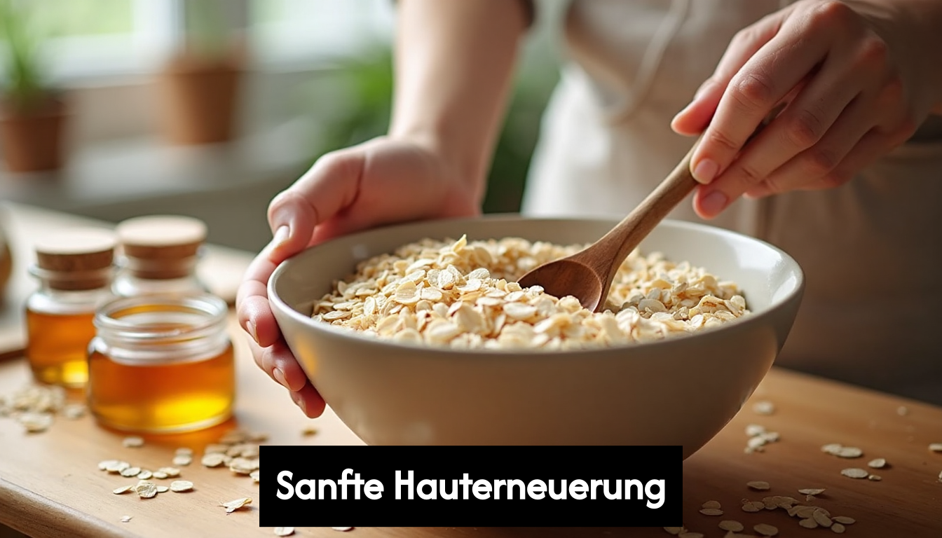 Hands mixing oatmeal scrub for skincare