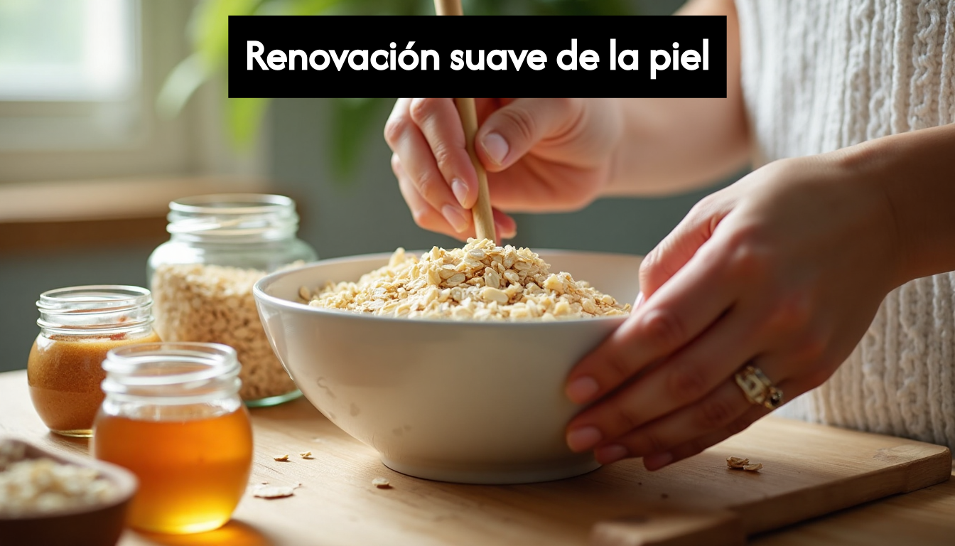 Hands mixing oatmeal scrub for skincare