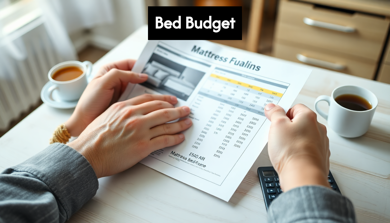 Hands reviewing bed buying budget plans