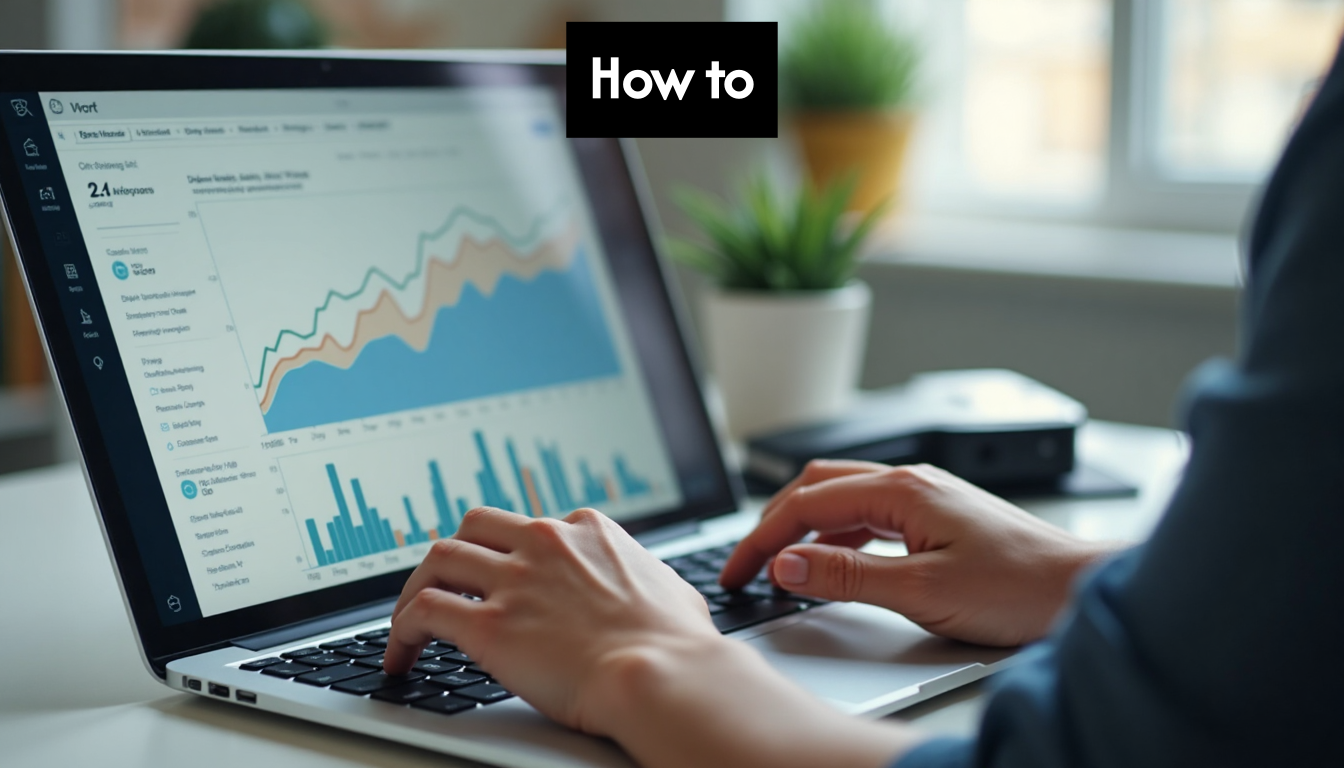 Hands typing on laptop showing SEO performance graph