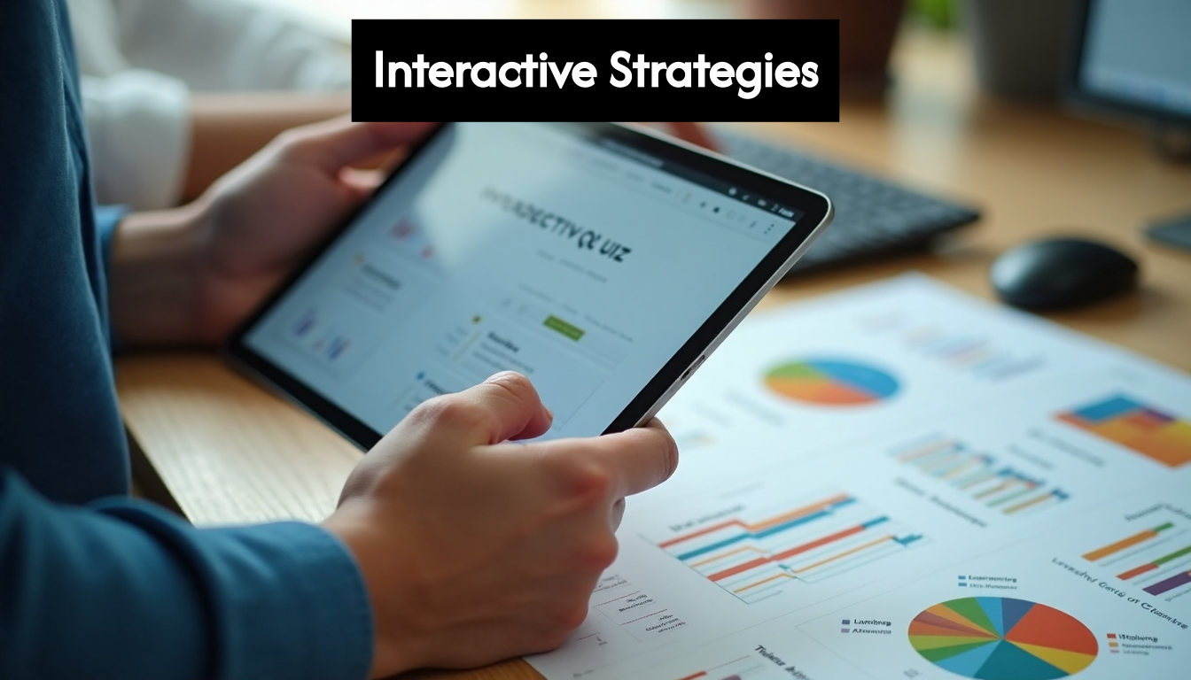 Hands using a tablet for an online quiz