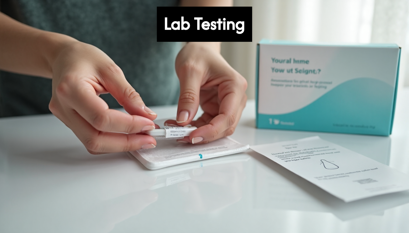 Hands using at-home sperm testing kit