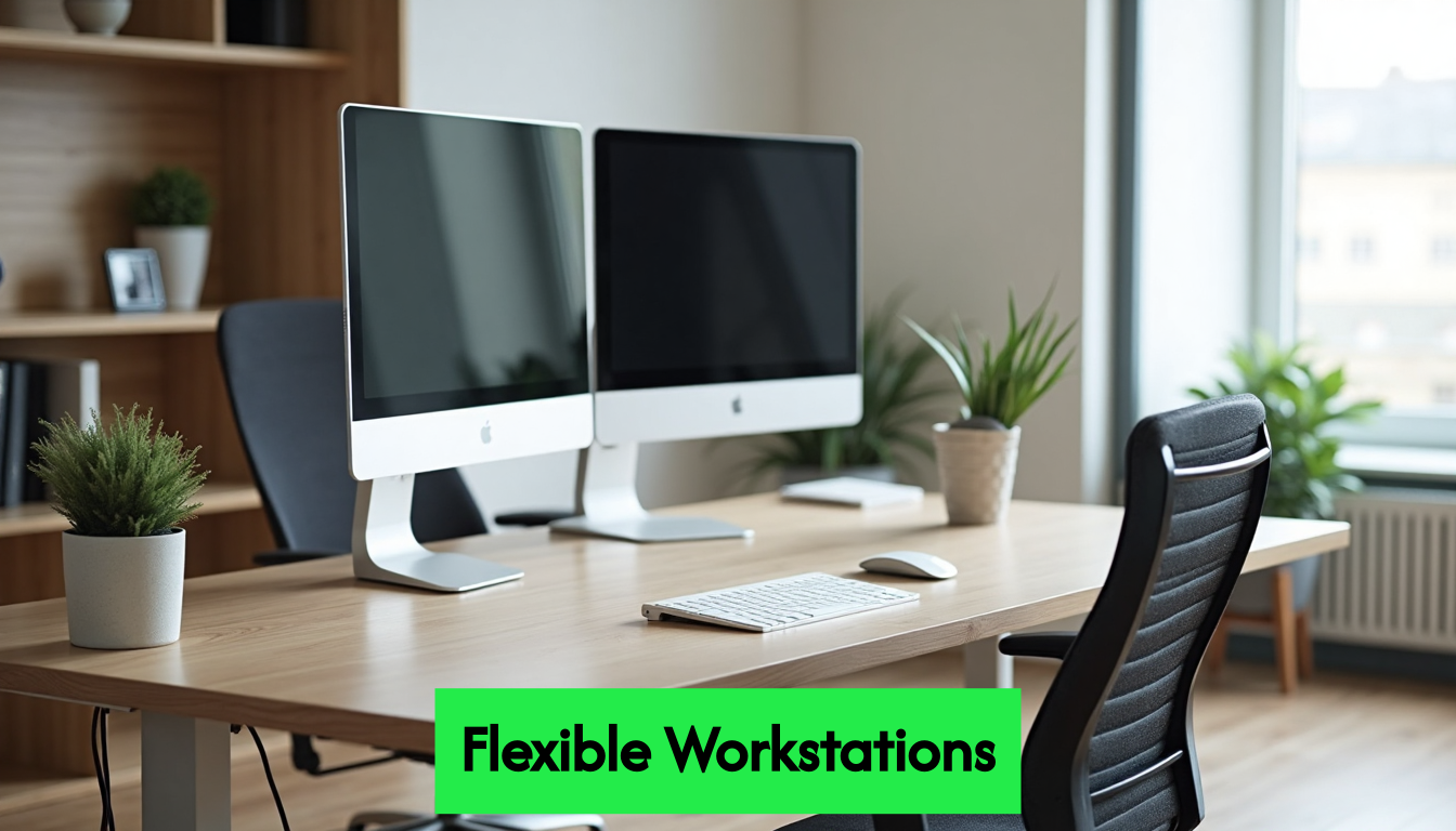 Height adjustable ergonomic desk in use