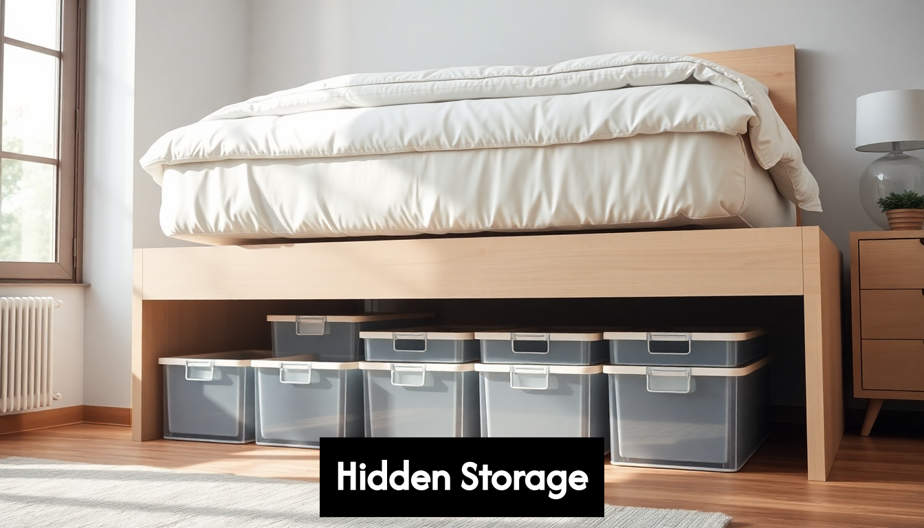 High bed with storage bins underneath