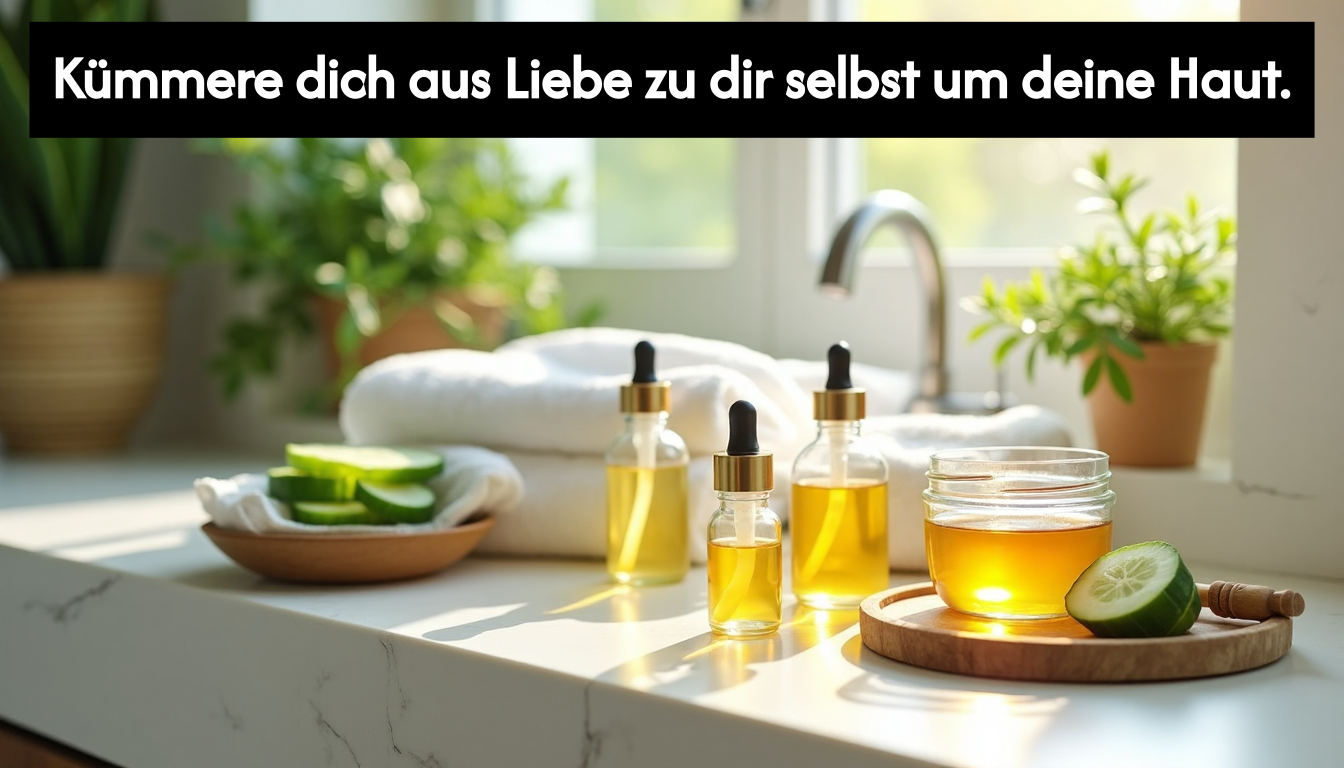 Homemade skincare jars with natural ingredients on countertop