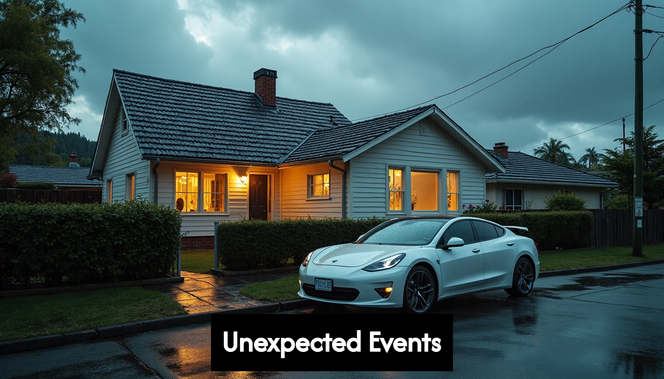 House and car after storm, unharmed