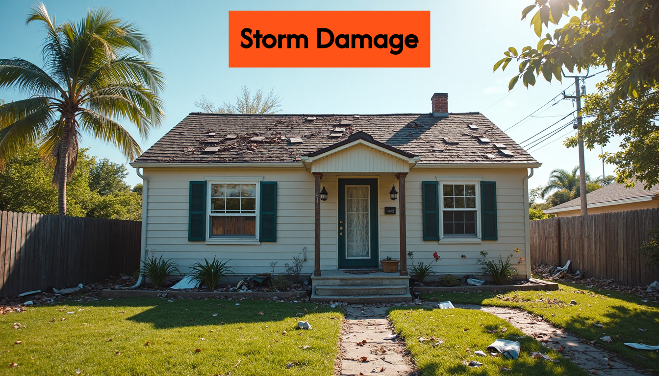Storm Damage Repair Costs: What to Expect in 2025 1 House with roof damage after a storm.