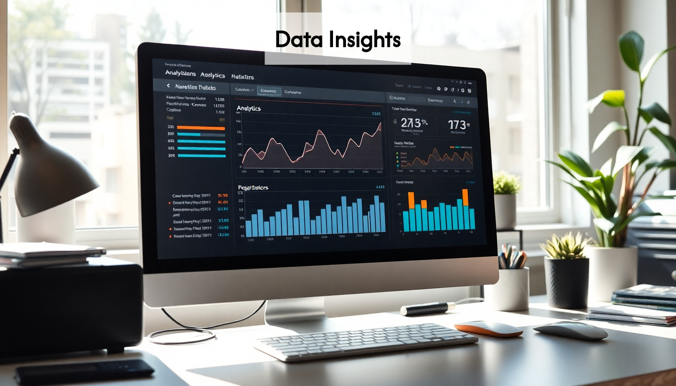 Computer screen with analytics graphs