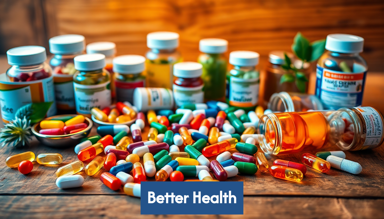 Diverse vitamins and supplements